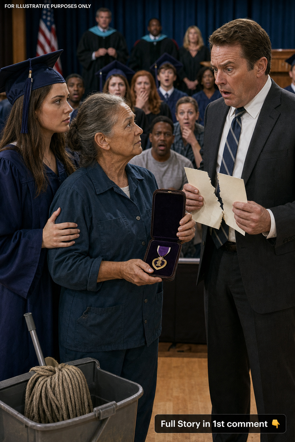 The principal tore up my daughter’s diploma because she hugged the school janitor onstage. Then the janitor opened a medal case—and every veteran in the audience stood.