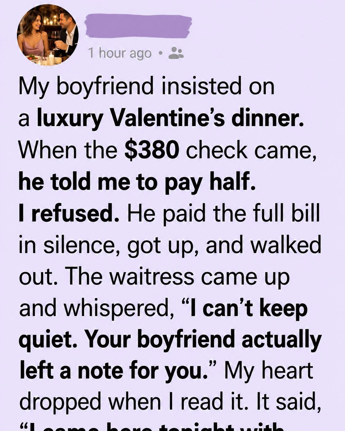 A Valentine’s Dinner That Changed Everything: When One “Test” Shattered Seven Years