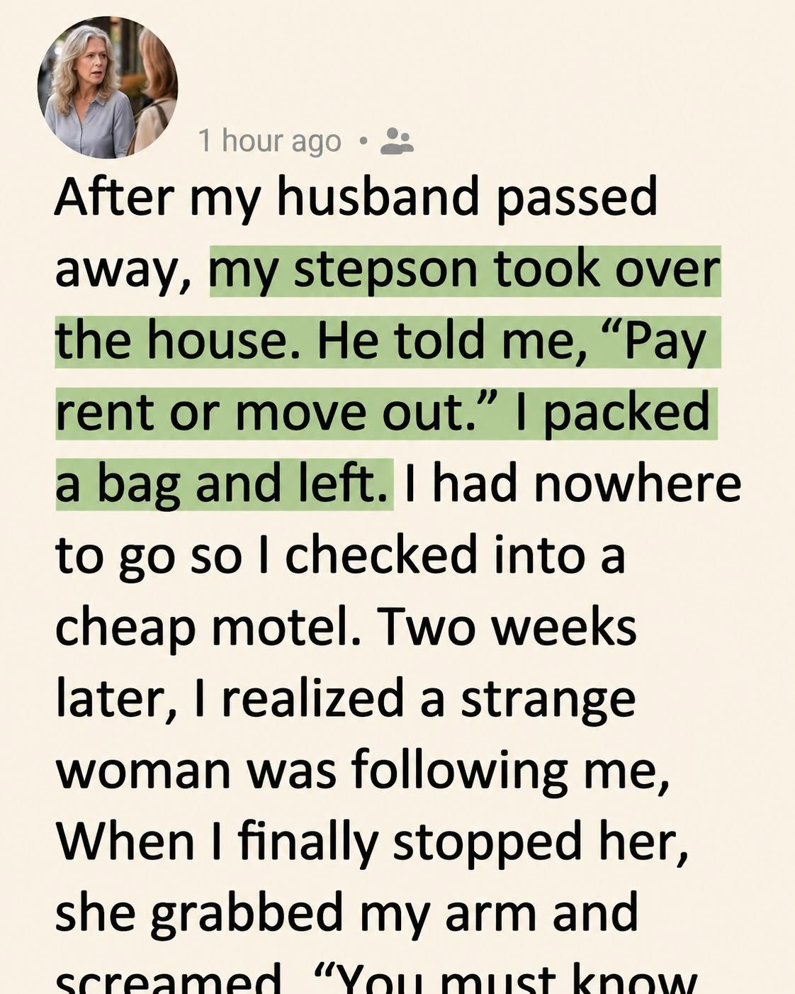 After My Husband Died, My Stepson Kicked Me Out With Nothing—Then A Woman Following Me Revealed The Truth