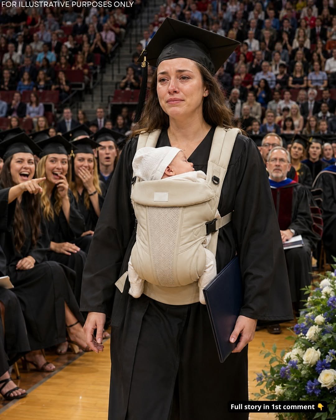 They laughed the instant I stepped onto the graduation stage with a newborn cradled in my arms. Someone seated behind me even muttered, “Just like its mother…” But the principal’s next words brought the entire auditorium to silence.