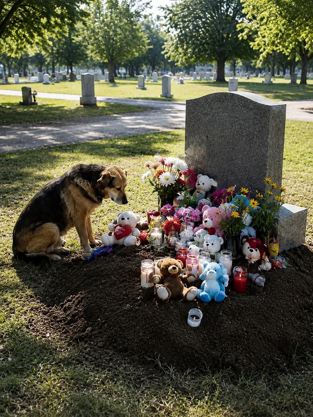 A Stranger’s Dog Sat by My Late Son’s Grave Every Single Day for a Year – Then One Day, He Showed Up in My Yard with a Toy in His Mouth